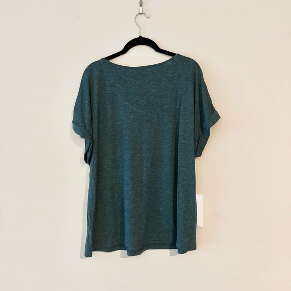 Bloom Chic Plain V Neck Button Detail Roll Dolman Sleeve T-shirt - Picture 4 of 7